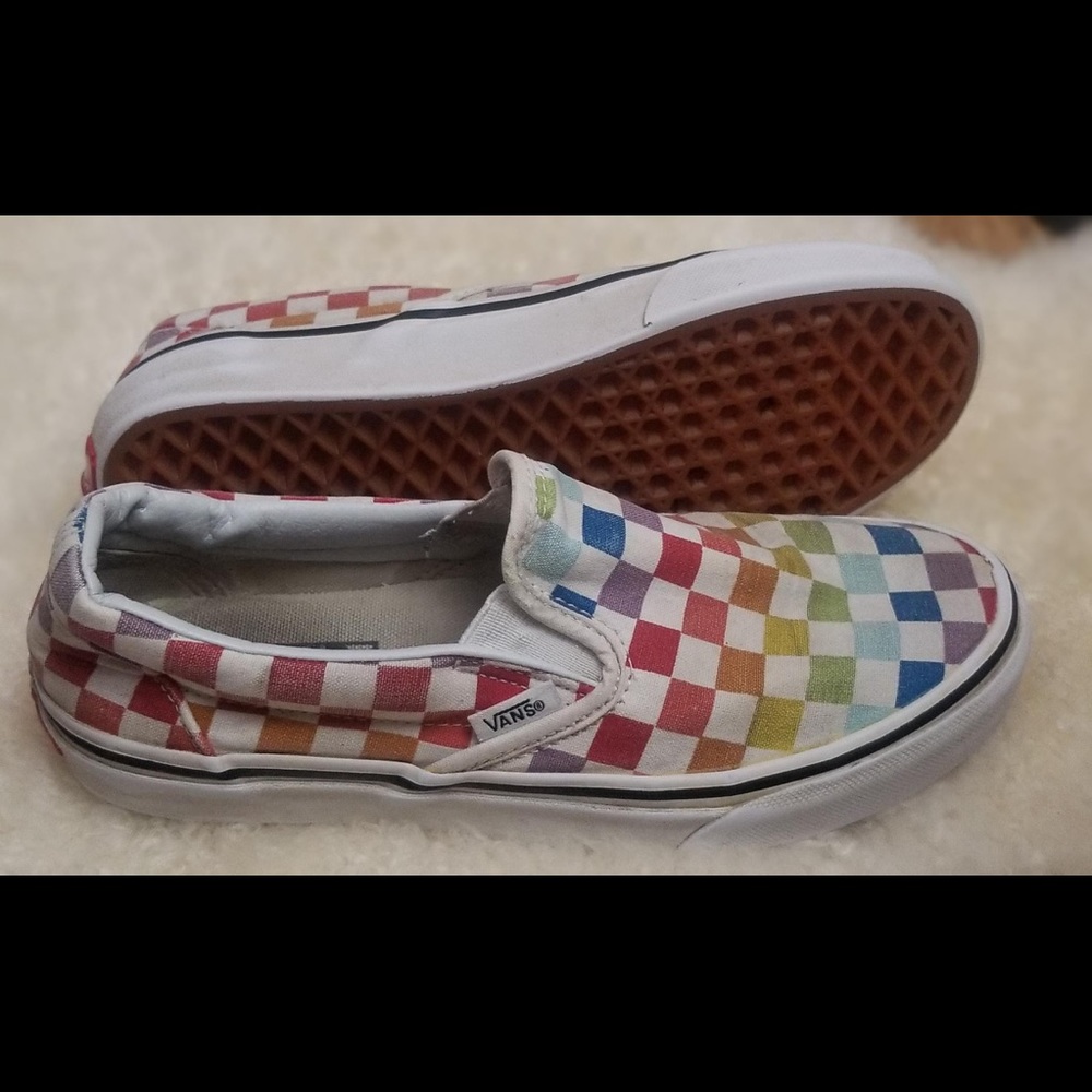 Rainbow checkered vans